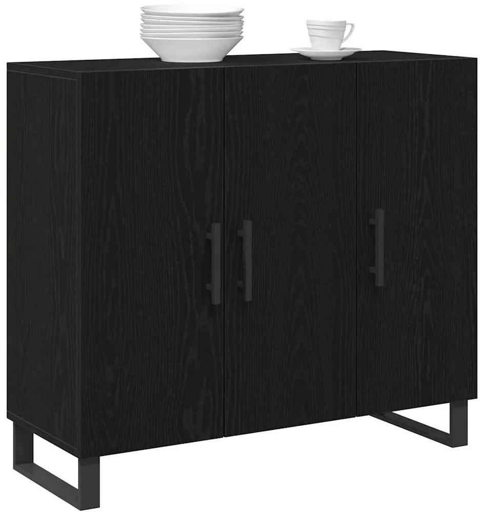 vidaXL Πλαϊνό γραφείο Μαύρη δρυς 90 x 34 x 80 εκ. Επεξεργασμένο ξύλο