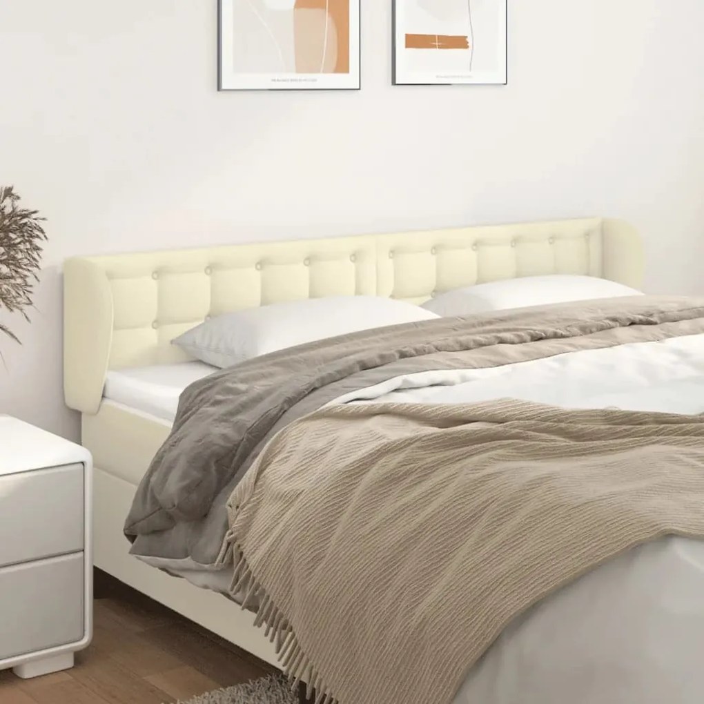 vidaXL Κεφαλάρι με Πτερύγια Κρεμ 183x23x78/88 εκ. Συνθετικό Δέρμα