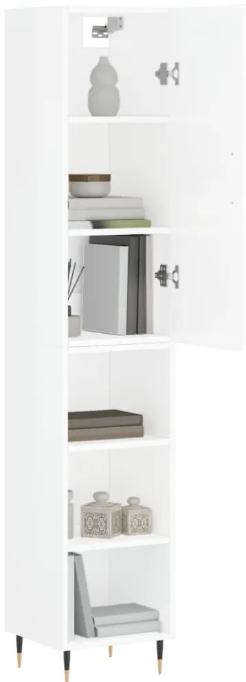 vidaXL Ντουλάπι Γυαλ. Λευκό 34,5 x 34 x 180 εκ. από Επεξεργασμένο Ξύλο