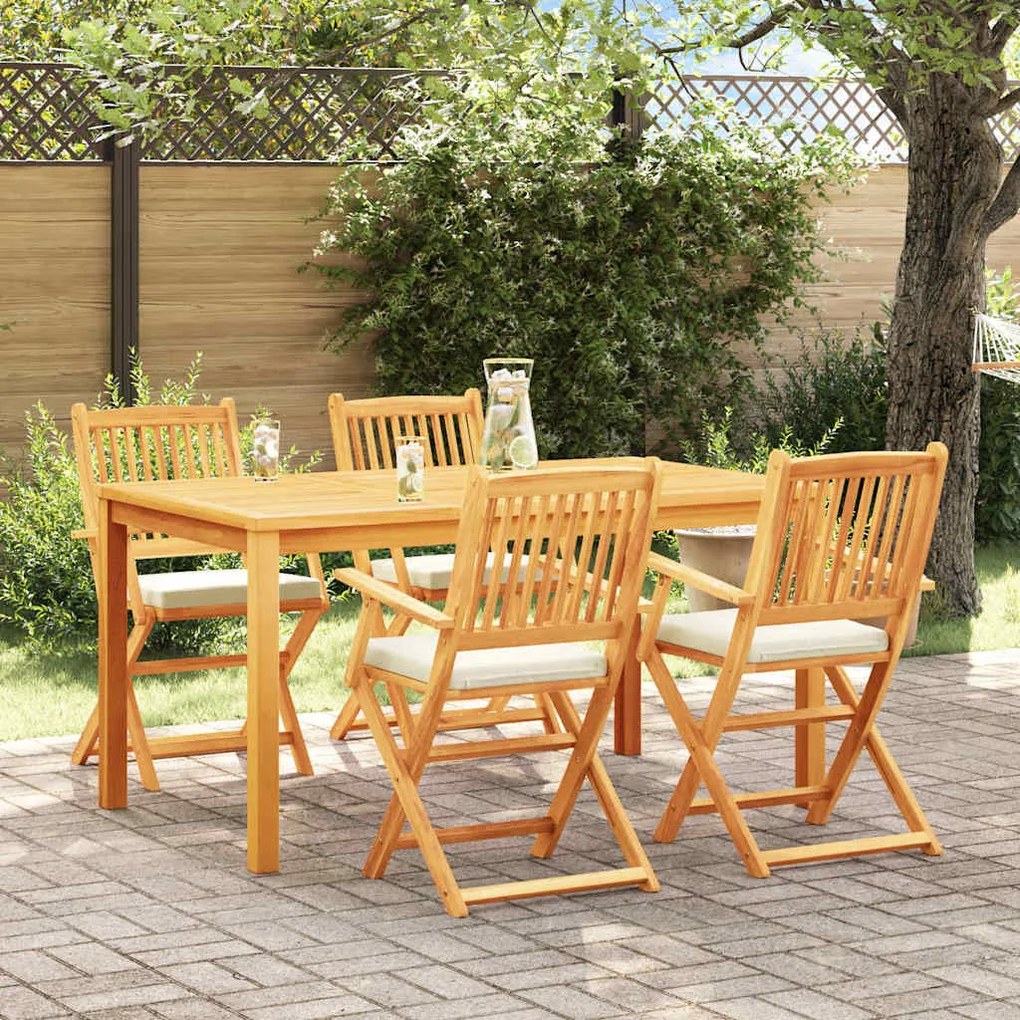 vidaXL Πτυσσόμενη Καρέκλα με μαξιλάρι 4 pcs Λευκό 49 x 57.5 x 92εκ