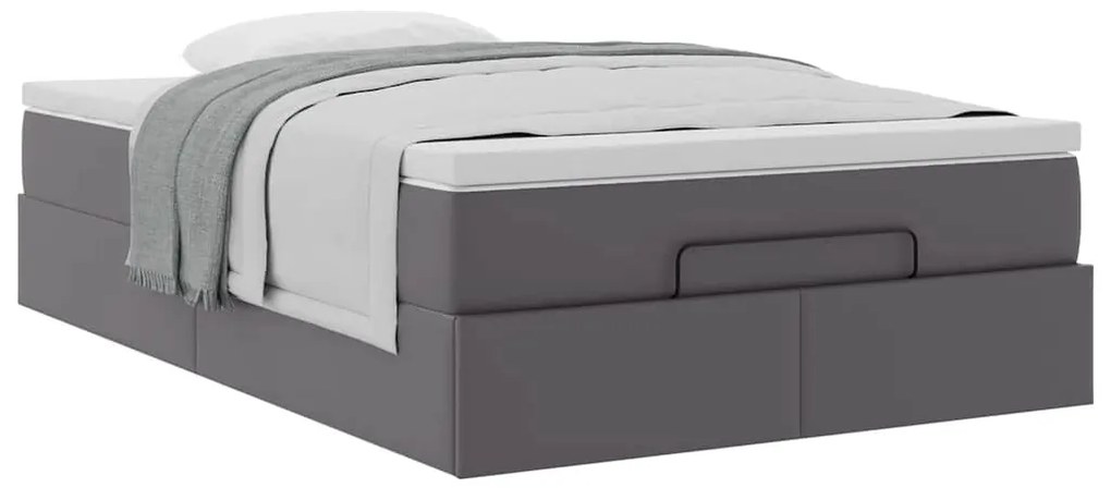 vidaXL Οθωμανικό κρεβάτι με στρώμα Γκρι 120x200cm Faux Leather