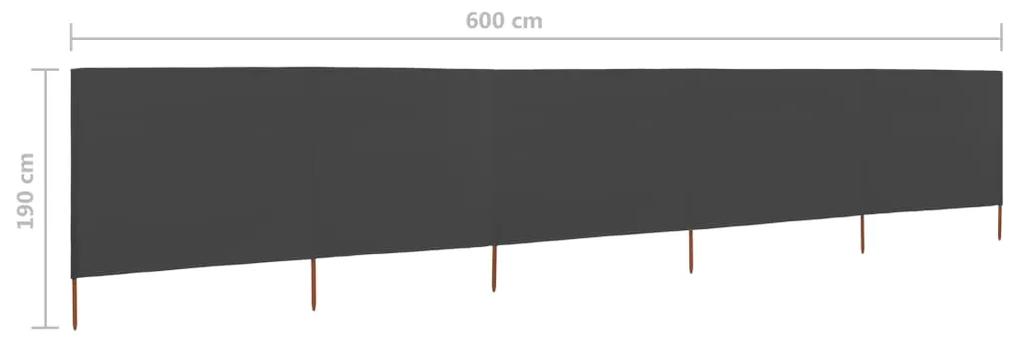 vidaXL Προστατευτικό Αέρα με 5 Πάνελ Ανθρακί 600 x 160 εκ. Υφασμάτινο