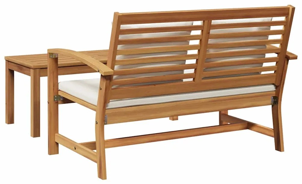 vidaXL παγκάκι με μαξιλάρι 2 pcs Καφέ και Κρέμα Στερεό Ξύλο Τίκ