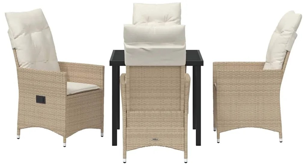 vidaXL Σέτ φαγητού για κήπο με μαξιλάρι 5 pcs Μπεζ συνθετικό ρατάν