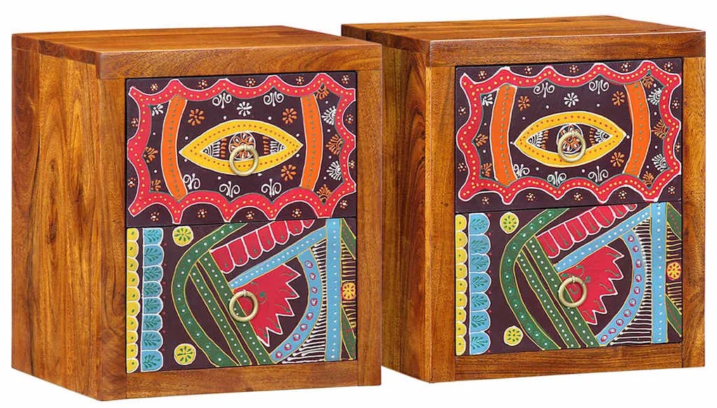 vidaXL Κομοδίνο 2 pcs Καφέ 35 x 30 x 40 εκ. Μασίφ ξύλο ακακίας