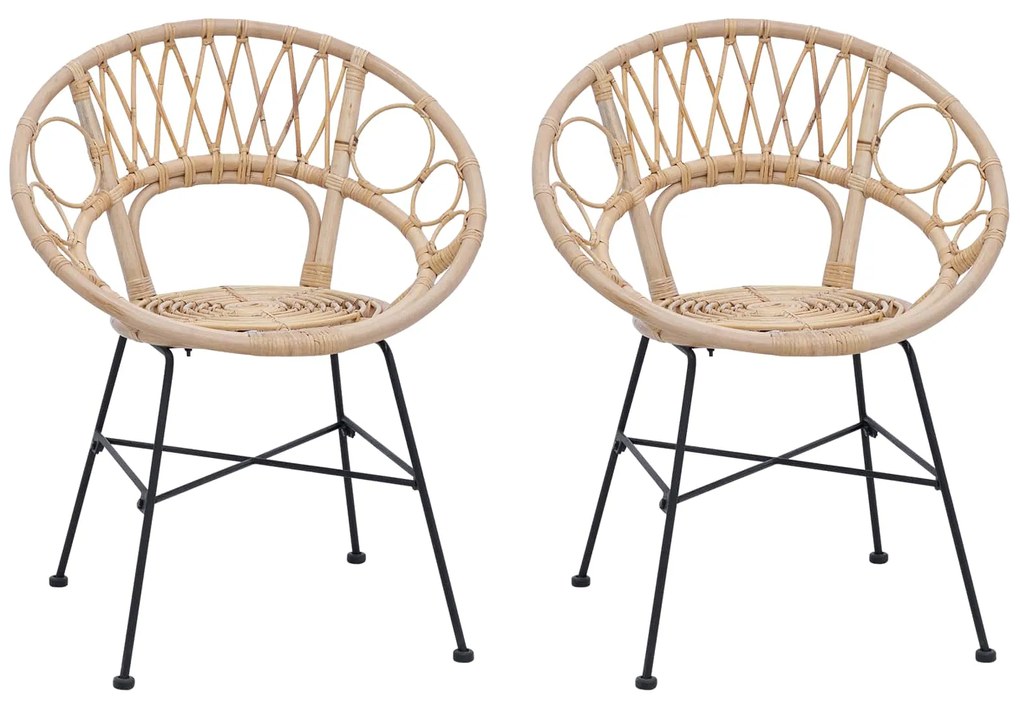 vidaXL Καρέκλα τραπεζαρίας 2 pcs Φυσικό 49 x 51 x 81 εκ