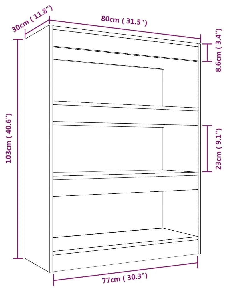 ΒΙΒΛΙΟΘΗΚΗ/ΔΙΑΧΩΡ. ΧΩΡΟΥ ΛΕΥΚΟ 80X30X103 ΕΚ. ΕΠΕΞΕΡΓΑΣΜΕΝΟ ΞΥΛΟ 811700