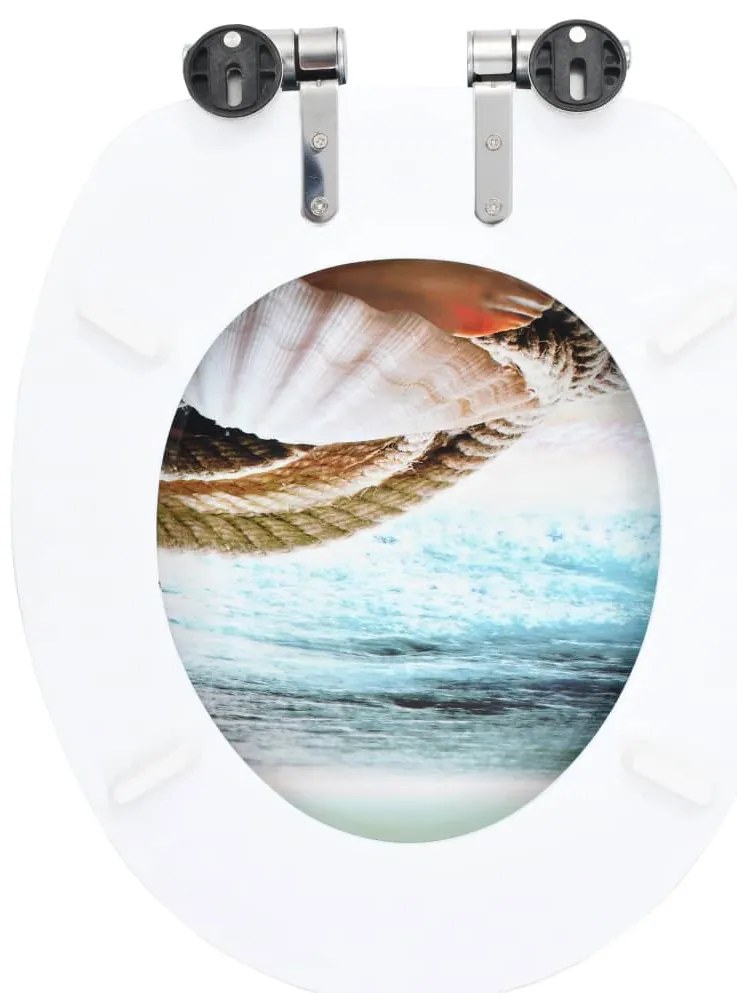 vidaXL Κάλυμμα Λεκάνης με Καπάκι Soft Close Σχέδιο Κοχύλι από MDF