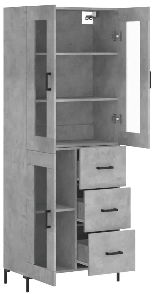 vidaXL Ντουλάπι Γκρι Σκυροδέματος 69,5x34x180 εκ. Επεξεργασμένο Ξύλο