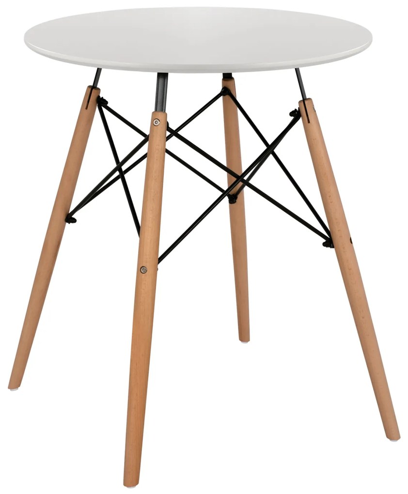 ΤΡΑΠΕΖΙ ΣΤΡΟΓΓΥΛΟ FB90060.01 ΛΕΥΚΟ ΧΡΩΜΑ MDF-ΠΟΔΙΑ ΟΞΙΑΣ ΦΥΣΙΚΟ Φ60Χ72Υεκ.