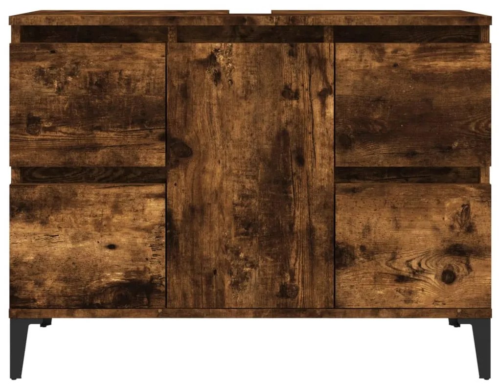 vidaXL Ντουλάπι Νιπτήρα Καπνιστή Δρυς 80x33x60 εκ. Επεξεργ. Ξύλο
