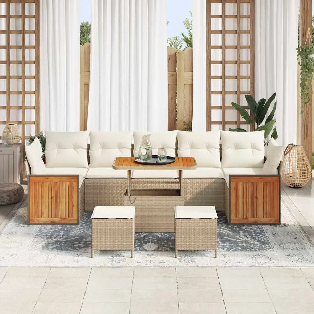 vidaXL Σετ Καναπέ Κήπου 10 pcs μπεζ και κρεμ 90 x 55 x 71 cm