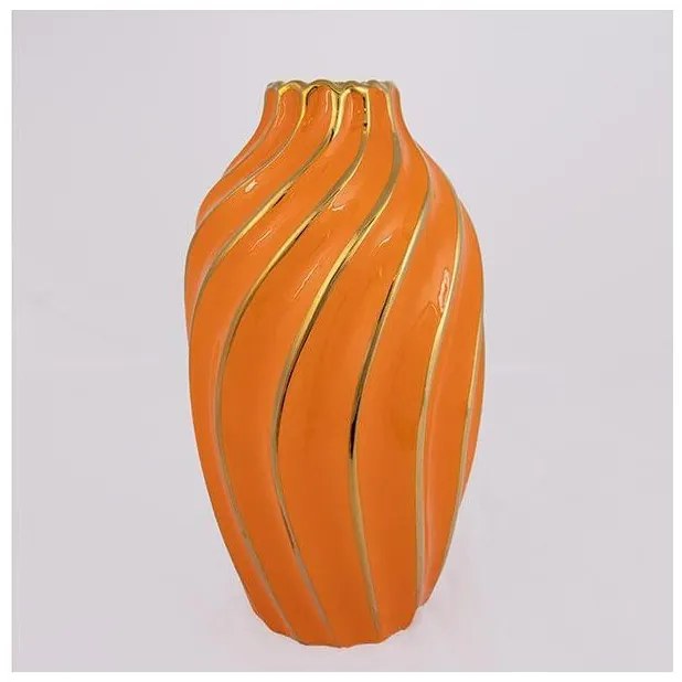 Βάζο Κεραμικό Πορτοκαλί-Χρυσό 17x17x30.5cm 752-20184 Estheti-752-20184-Πορτοκαλί 752-20184