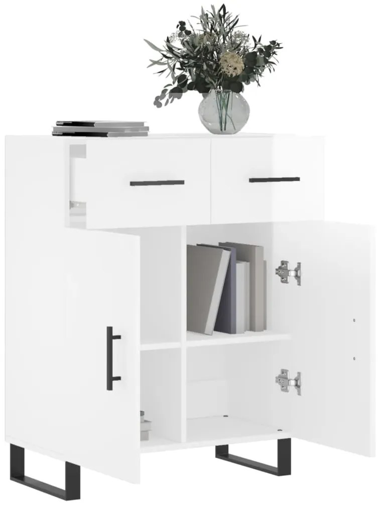 vidaXL Ντουλάπι Γυαλιστερό Λευκό 69,5x34x90 εκ. Επεξεργασμένο Ξύλο