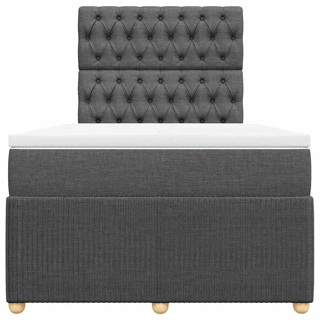 vidaXL Κρεβάτι Boxspring με Στρώμα Σκούρο Γκρι 120x190 εκ Υφασμάτινο
