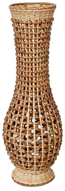 Βάζο Gucre Inart ξύλο-rattan pe σε φυσική απόχρωση Φ25x70εκ 25x25x70 εκ.