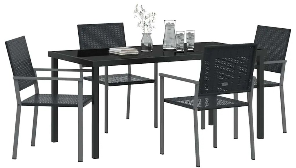 vidaXL Σέτ φαγητού για κήπο 5 pcs Μαύρο Ράτα PE