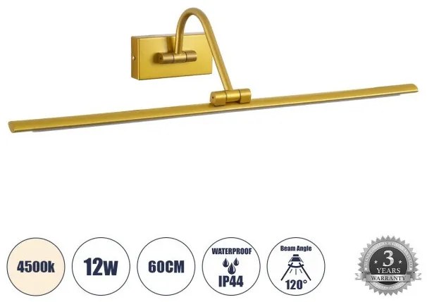 Απλίκα Καθρέπτη Μπάνιου-Πίνακα LED 12W 1400lm MIRA Globostar-60433-Χρυσό 60433