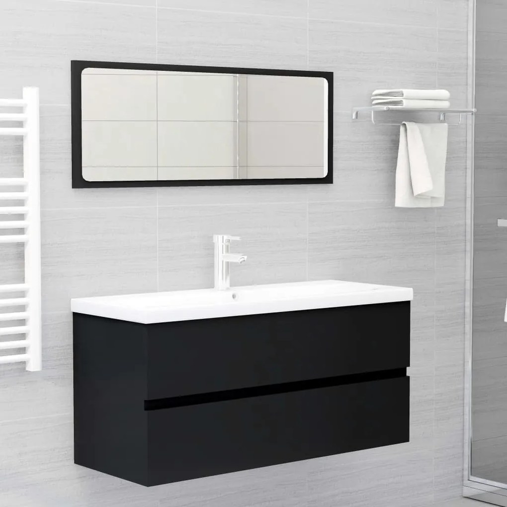 vidaXL Ντουλάπι Νιπτήρα Μαύρο 100x38,5x45 εκ. από Επεξ. Ξύλο