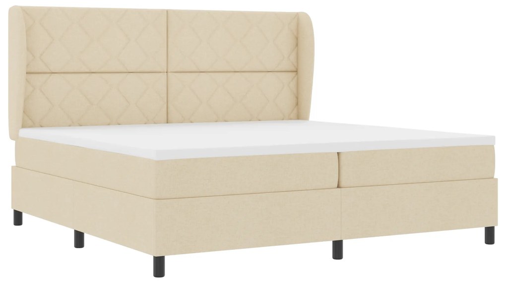 vidaXL Κρεβάτι με ελατήρια με στρώμα Κρεμ 200 x 200 cm ύφασμα