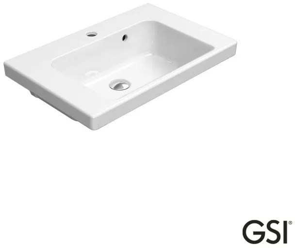 GSI Norm Κρεμαστός / Ένθετος Νιπτήρας Πορσελάνης Χωρίς Οπή Μπαταρίας 60x40εκ White