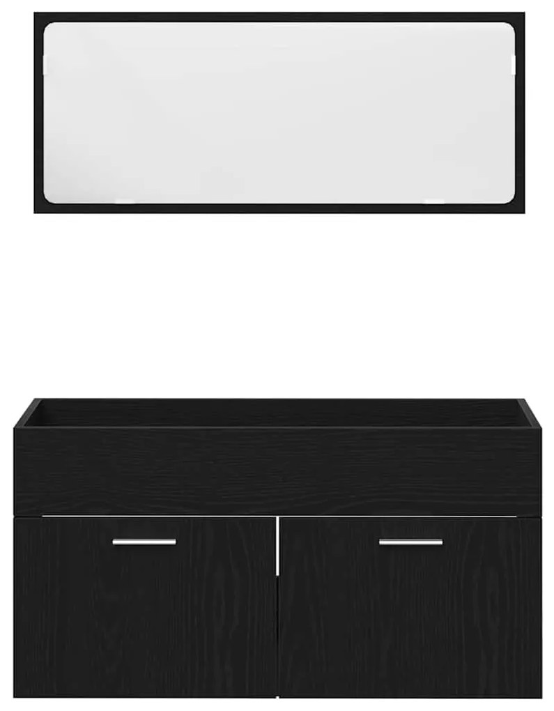 vidaXL Σετ Επίπλων Μπάνιου με ράφι 4 pcs Μαύρη Οξυά Επεξεργασμένο ξύλο