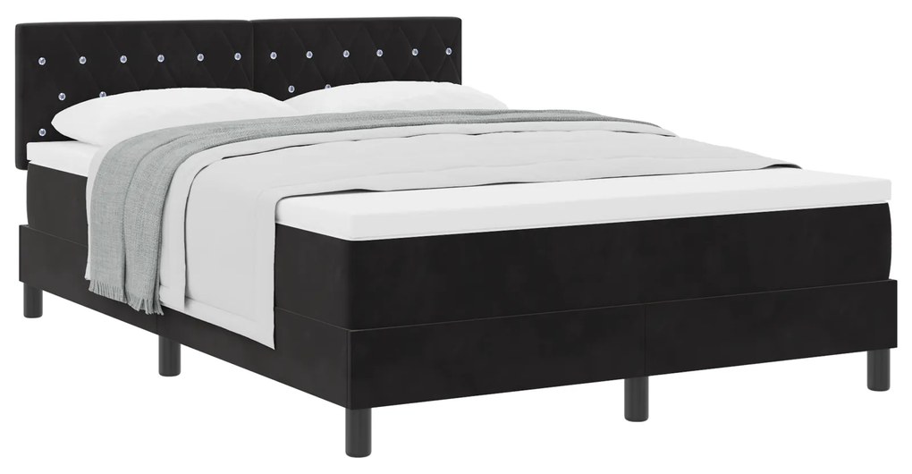vidaXL Κρεβάτι Box Spring με Στρώμα Μαύρο 140x200 εκ Βελούδο