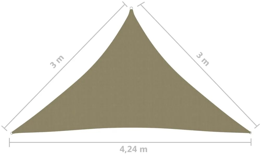 Πανί Σκίασης Τρίγωνο Μπεζ 3 x 3 x 4,24 μ. από Ύφασμα Oxford - Μπεζ