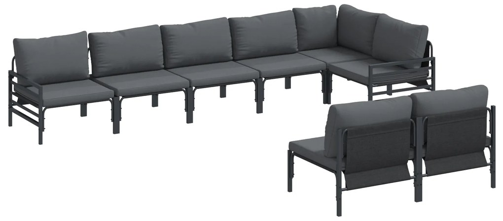 vidaXL Σετ Καναπέ Κήπου 8 pcs Ανθρακί Ατσάλι