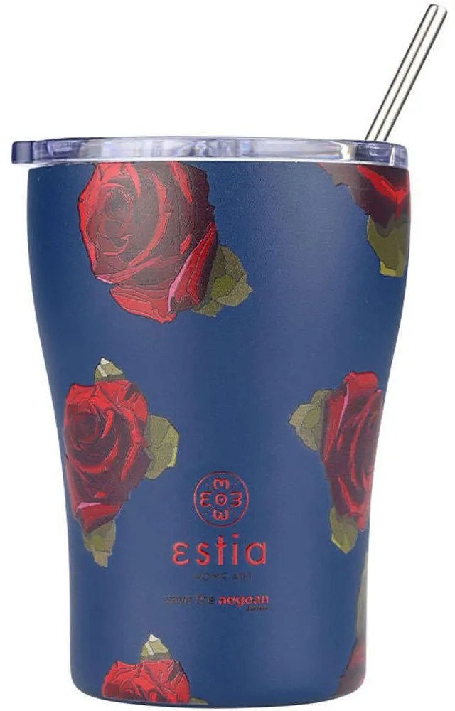 Ποτήρι - Θερμός Με Καλαμάκι Save The Aegean Electric Roses 01-22969 350ml Multi Estia