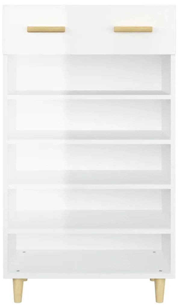 vidaXL Παπουτσοθήκη Γυαλιστερό Λευκό 60x35x105 εκ. Επεξεργασμένο Ξύλο