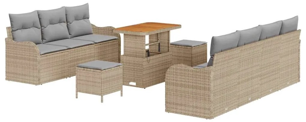vidaXL Σετ Καναπέ Κήπου 10 pcs Μπεζ, Ανοιχτό Γκρι 90 x 55 x 71 cm