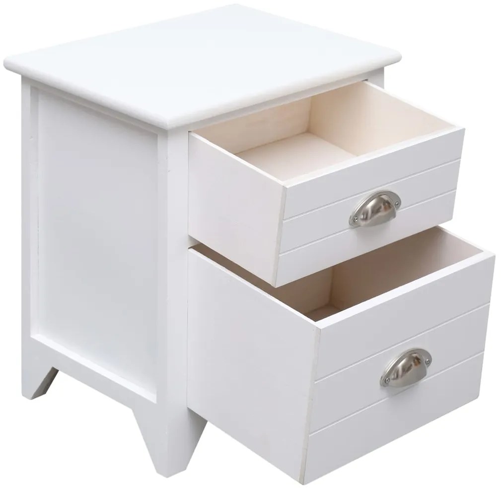 vidaXL Κομοδίνο Λευκό 38 x 28 x 45 εκ. από Ξύλο Παυλώνιας