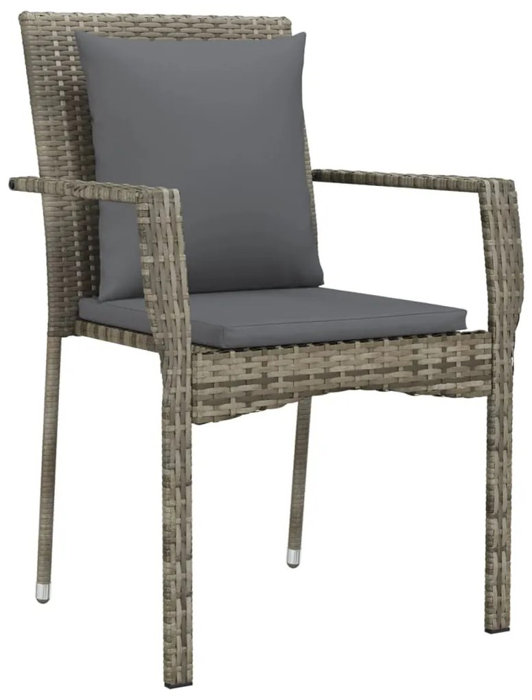 vidaXL Σετ Τραπεζαρίας Κήπου 5 τεμ Μαύρο&Γκρι Συνθ. Ρατάν με Μαξιλάρια