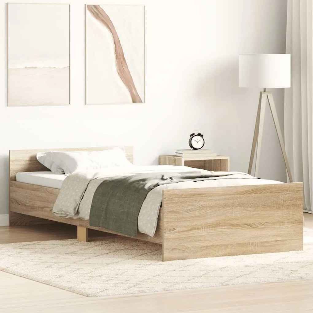vidaXL Πλαίσιο Κρεβ. Χωρ. Στρώμα Sonoma Δρυς 90 x 190 εκ. Επεξ. Ξύλο