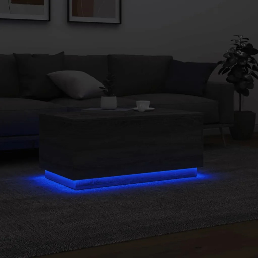 vidaXL Τραπεζάκι Σαλονιού με LED Γκρι Sonoma 90 x 50 x 40 εκ.