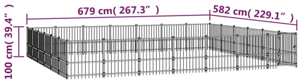 vidaXL Κλουβί Σκύλου Εξωτερικού Χώρου 39,52 μ² από Ατσάλι