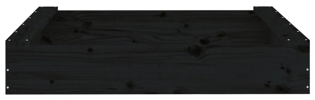 vidaXL Αμμοδόχος με Καθίσματα Μαύρη Τετράγωνη από Μασίφ Ξύλο Πεύκου