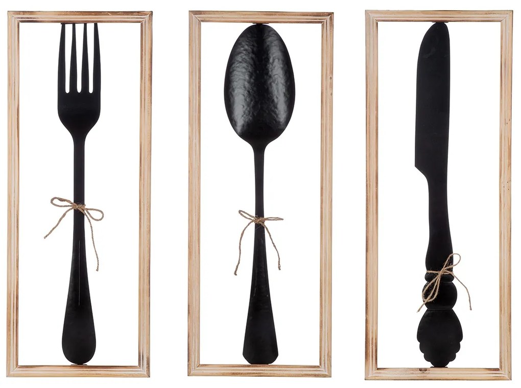 Wall Relief "Vintage Cutlery" Μέταλλο Μαύρο PU Pcs. Assorted 30x3x80cm-05161355