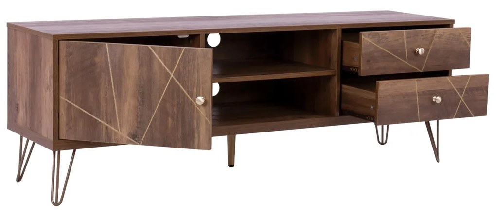 Έπιπλο Τηλεόρασης KAITLYN Καρυδί - Χρυσό 150x39,5x51,5Yεκ. 150x39.5x51.5 εκ.