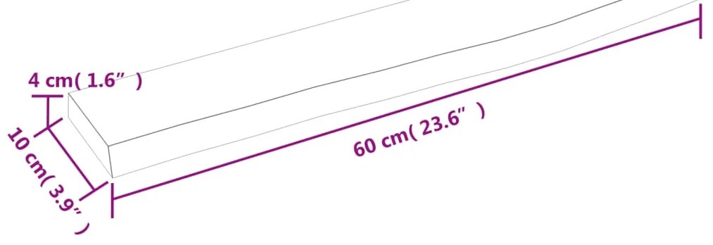 vidaXL Ράφι Τοίχου Ανοιχτό Καφέ 60x10x4 εκ. Επεξεργ. Μασίφ Ξύλο Δρυός