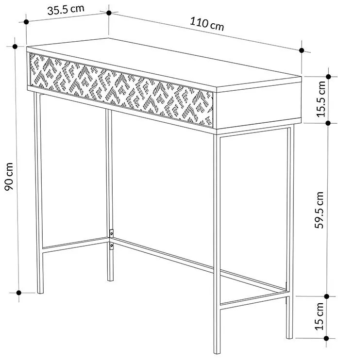 Κονσόλα Elettra μόκα-μαύρο 110x35.5x90εκ 110x35.5x90 εκ.