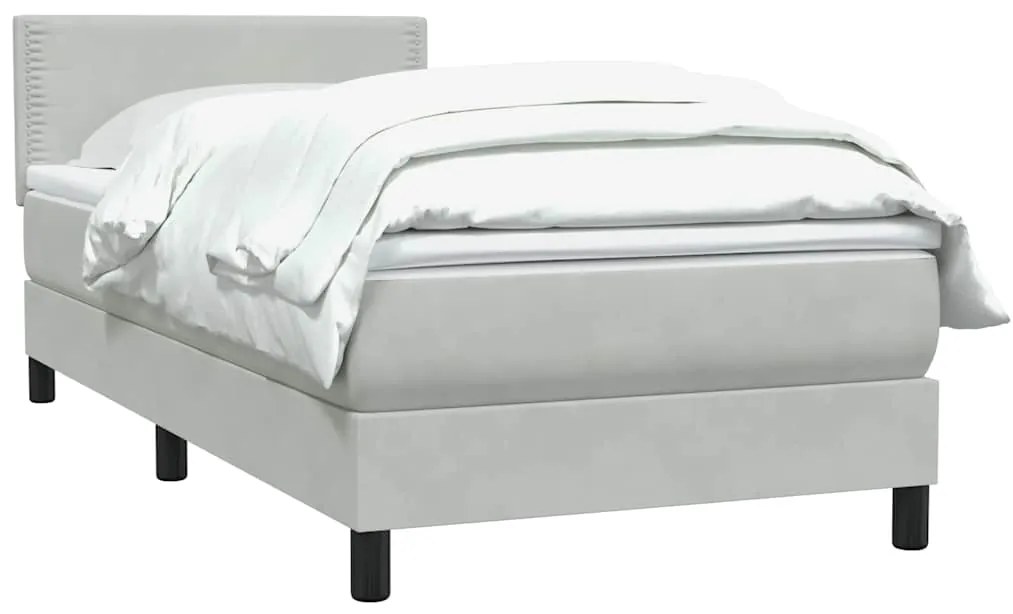 vidaXL Κρεβάτι Boxspring με Στρώμα Ανοιχτό Γκρι 100x210 εκ. Βελούδινο