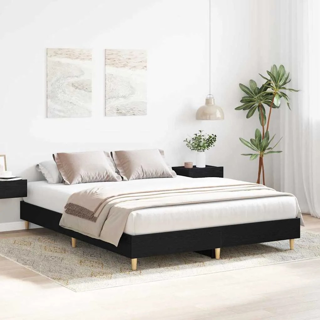 vidaXL Σκελετός Κρεβατιού Μαύρη Οξυά 150 x 200 cm Επεξεργασμένο ξύλο