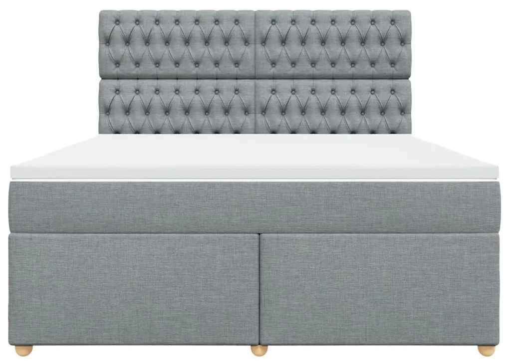 vidaXL Κρεβάτι Boxspring με Στρώμα Ανοιχτό Γκρι 180x200 εκ. Υφασμάτινο