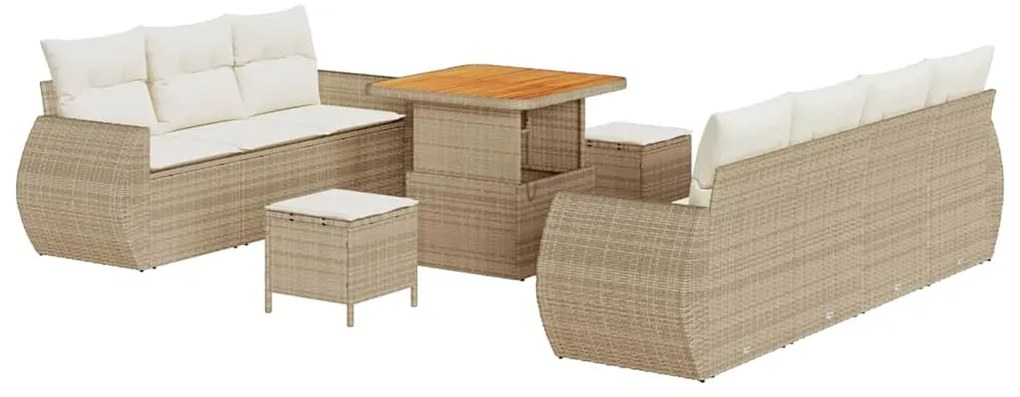 vidaXL Σετ Καναπέ Κήπου 10 pcs μπεζ και κρεμ 80 x 80 x 71 cm
