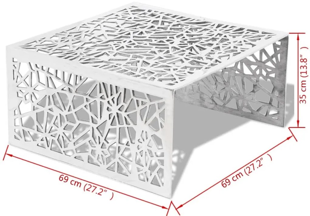 vidaXL Τραπεζάκι Σαλονιού με Γεωμετρικά Σχήματα Ασημί από Αλουμίνιο