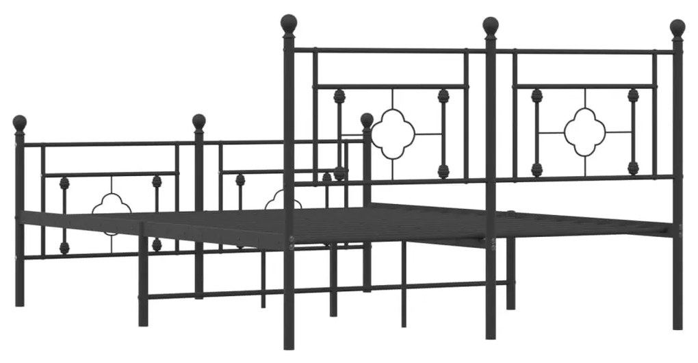 Πλαίσιο Κρεβατιού με Κεφαλάρι&amp;Ποδαρικό Μαύρο 140x200εκ. Μέταλλο - Μαύρο