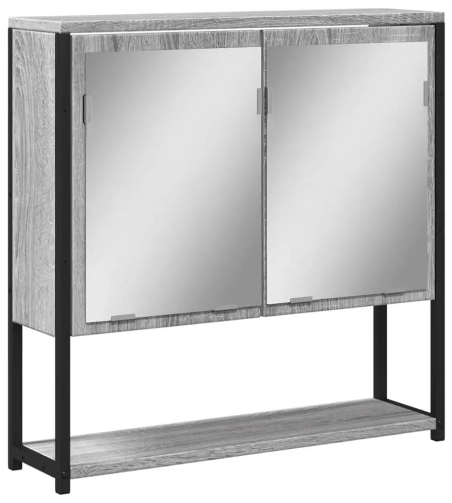 vidaXL Καθρέφτης Μπάνιου Ντουλάπι Γκρι Sonoma 60x16x60 εκ Επεξ. Ξύλο