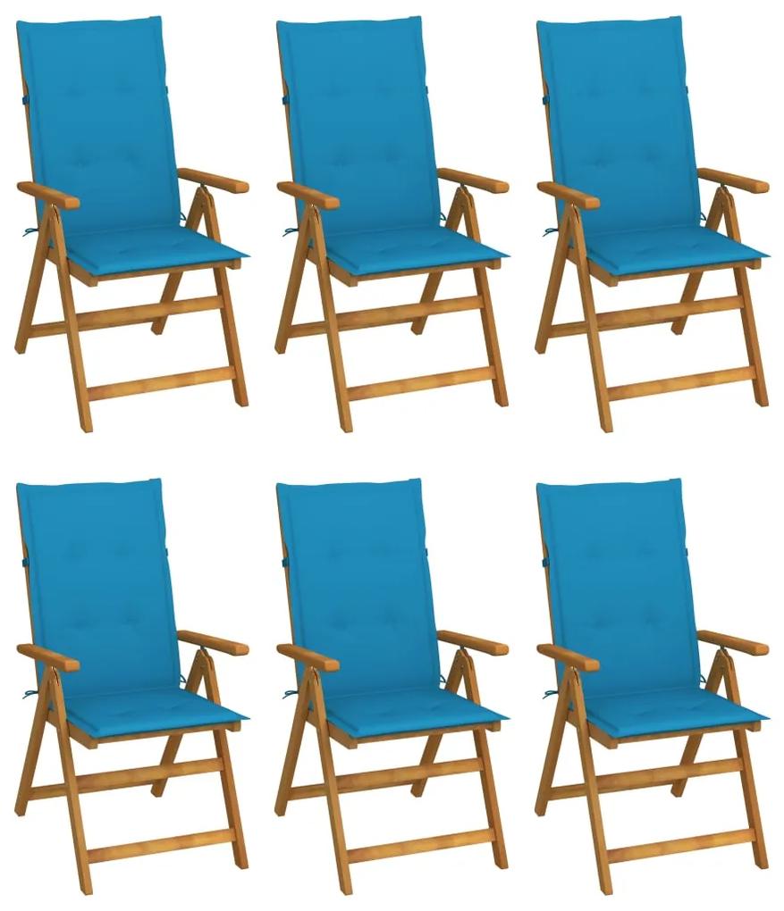 3064123 vidaXL Καρέκλες Κήπου Πτυσσόμενες 6 τεμ. από Ξύλο Ακακίας με Μαξιλάρια Μπλε, 1 Τεμάχιο